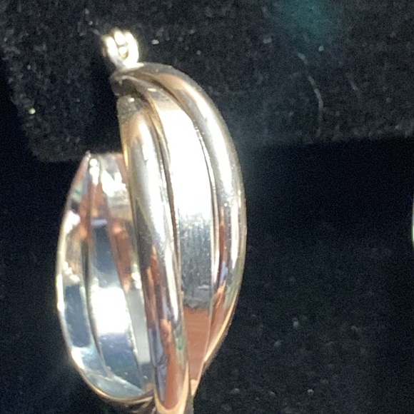 ABSTRACT MULTIDIMENSIONAL STERLING SILVER 925 TRIPLE INTERTWINED HOOPS. - Picture 8 of 14